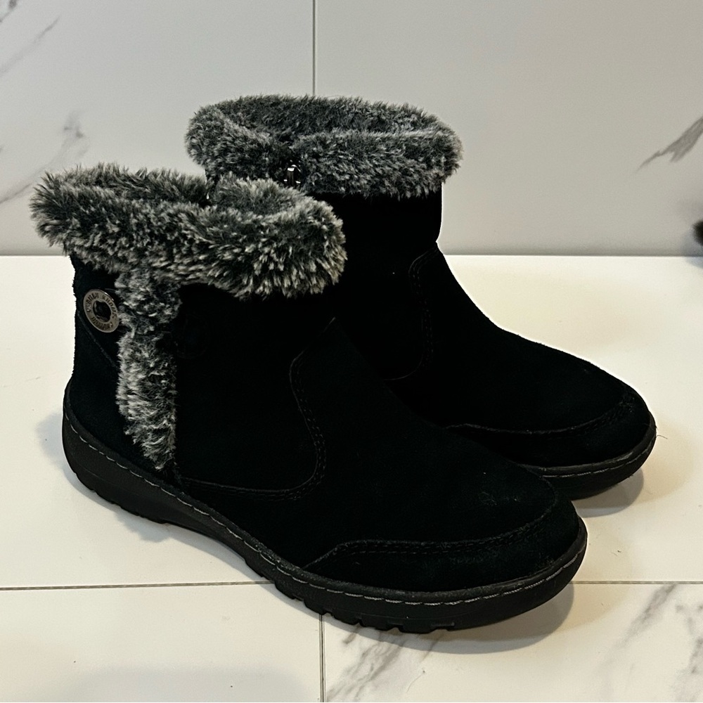 Khombu Black and Gray Fur-Lined Winter Boots Size 7